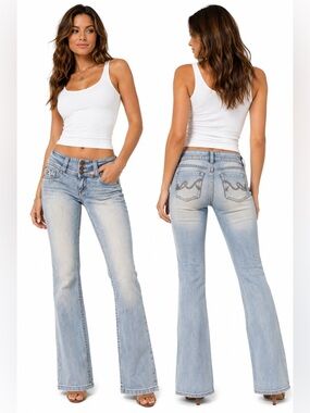Industrial Cotton Jeans Womens Size 5 Light Wash Low Rise Bootcut Flare Y2K